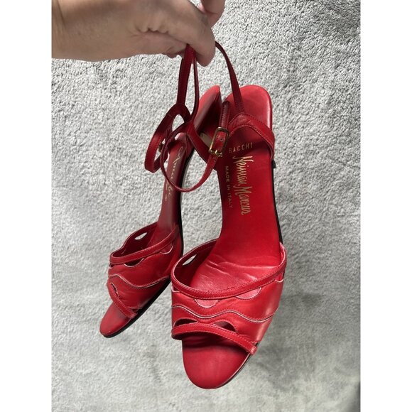 Vtg 70 80s Amalfi by Rangoni Women’s 7 N Neiman Marcus Leather Red Kitten Heels - Picture 2 of 9